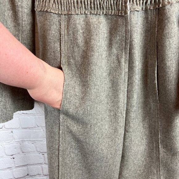 POLECI gray wool blend lined flared sleeve pocket elastic waist classic coat 4 - Picture 5 of 14